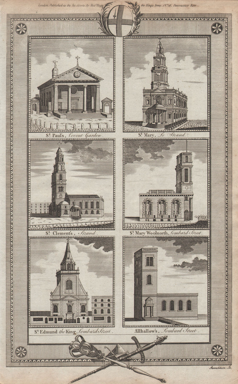 LONDON CHURCHES St Edmund All Hallows Paul Cov Mary/Strand/Woolnoth Clement 1784